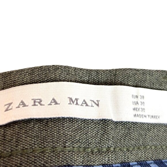 Zara Man Slim Fit Olive Green Twill Trouser Dress Pants Men's Size 30 NWT - Picture 5 of 7
